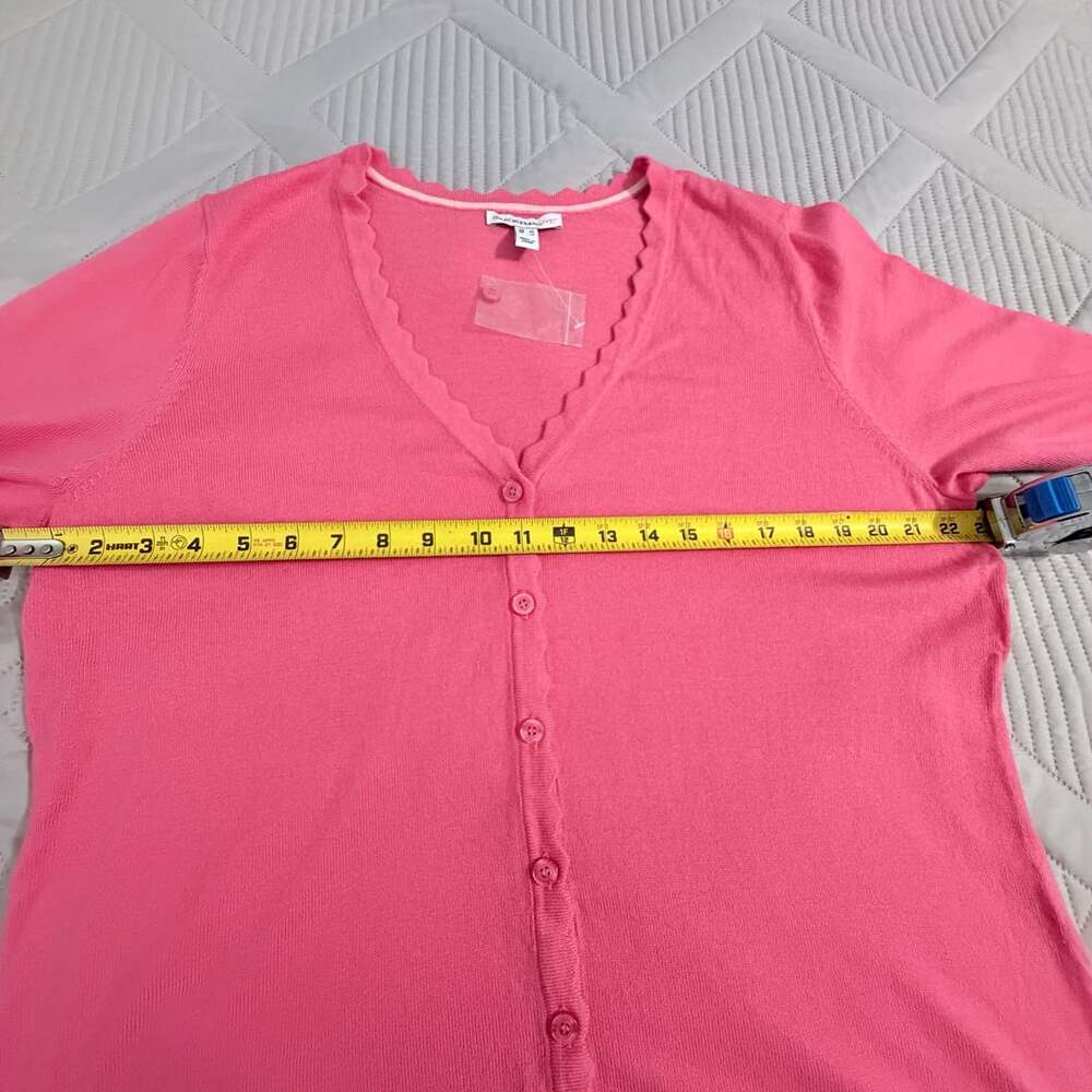 Isaac Mizrahi Live! Scallop Trim Cardigan Sweater Size L Pink - Picture 5 of 6